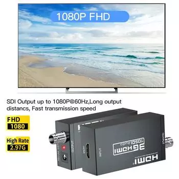 Интерфейс HighClear Multimedia в SDI-конвертер HDMI, совместимый с SDI-преобразователем сигналов Аудио чёрный