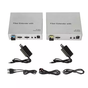 Интерфейс мультимедиа HD через оптоволоконный удлинитель Профессиональный 20 км 4K 60 Гц KVM оптический трансивер US Plug