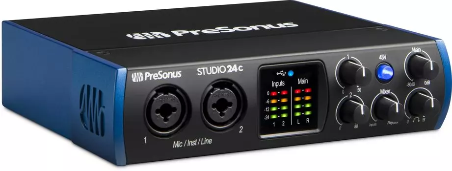 Интерфейс PreSonus Studio 24c 24 бит 192 кГц 2 совместимый Studio One Artist Bundle Аудио/MIDI вход/выход USB-C