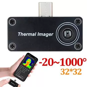 Интерфейс Type-C -20~1000°C Разрешение 32*32 Инфракрасный тепловизор Измерение температуры Сотовый телефон для Android Phone чёрный