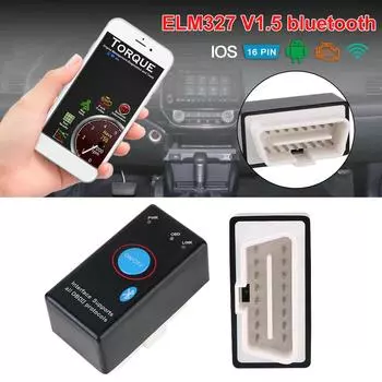 Интерфейсный адаптер ELM327 OBD2, считыватель кодов для автомобильных аксессуаров IOS/Android, Bluetooth V1.5, диагностический сканер для автомобиля чёрный