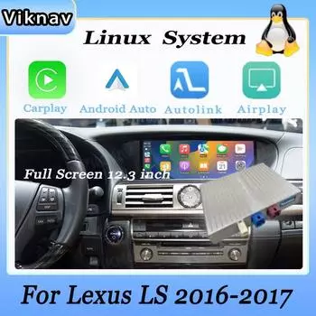 Интерфейсный блок Viknav Linux для 12,3-дюймового полноэкранного Lexus LS 2016 2017 Wireless Apple CarPlay Android Auto Linux Interface Box