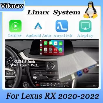 Интерфейсный блок Viknav Linux для Lexus RX 2020 2021 2022, беспроводной Apple CarPlay, поддержка Android Auto, оригинальный автомобильный 8-дюймовый экран Linux Interface Box