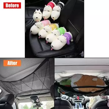 Interior Cargo Storage Bag Car Roof Storage Organizer Car Ceiling Storage Net Pocket Breathable Mesh Bag Adjustable Mesh Pocket