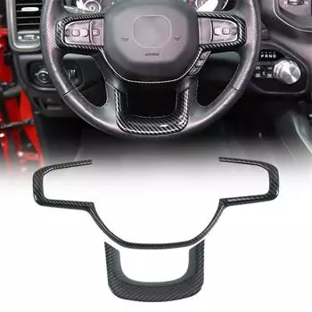 Interior Steering Wheel Frame Cover Trim For Dodge Ram 1500 2018-2022 Carbon Fiber Look
