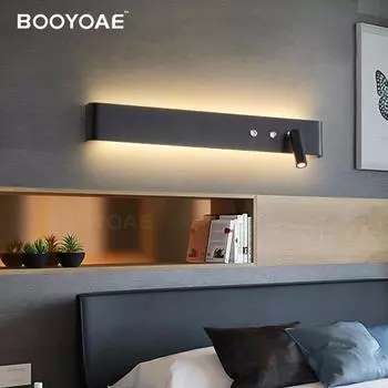 interior Wall Lamp Modern With Switch For Room Bedroom Bedside Hotel Lighting Sconce black white Rotatable Decoration wall light Warm White (2700-3500K)&32CM10W 3W белый