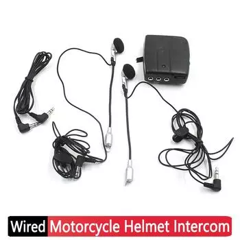 Интерком для мотоциклетного шлема, проводная гарнитура для водителя и пассажира, система связи с гарнитурой для мотоциклетного шлема, динамики чёрный
