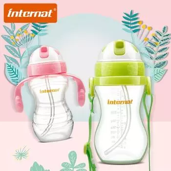 INTERNAT детская капля для детской чашки с ремешком, милая портативная герметичная чашка из полипропилена, обучающая соломинка для питья розовый