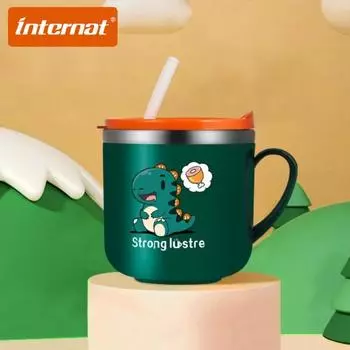 INTERNAT детские из нержавеющей стали 304, 250 мл, градуированные соломинки с утконосом, устойчивые к падению, замачивание, школьные стаканы для питья молока 250ml розовый