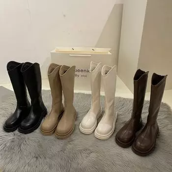 Internet celebrities but knee boots women s autumn 2025 new thick-soled thin flat-bottomed fashion high knight boots tide 35