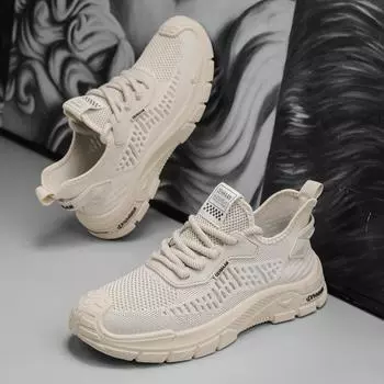 Internet celebrities popular coconut shoes summer thin soft-soled fly-woven men s shoes Para shoes youth casual walking driving shoes 39 бежевый