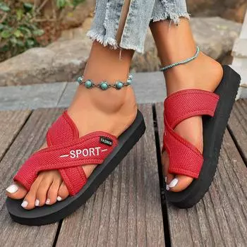 Internet celebrities wear slippers with one foot, women s 2025 spring new thick-bottomed foreign trade temperament one-word French versatile sandals 36 коричневый