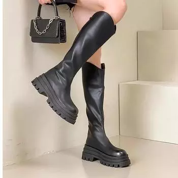 Internet celebrity explosion 2024 new early spring high heel boots women thick sole thin but knee knight thin boots tide 35