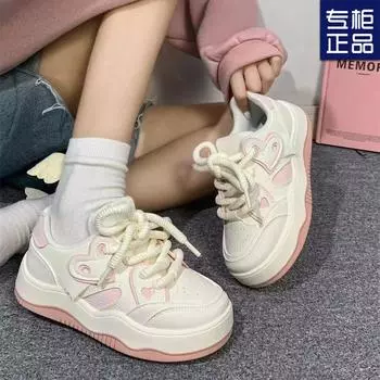 Internet celebrity explosion white shoes women s platform ins tide 2024 new spring and autumn versatile niche leisure sports shoes 35 чёрный