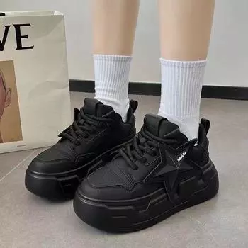 Internet celebrity inner height increase small white shoes women 2024 small fragrant wind thick sole autumn versatile muffin shoes casual brea 35 серый