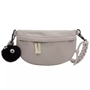Internet Celebrity Ins Super Popular Japanese Style Canvas Chest Bag Gray with pendant