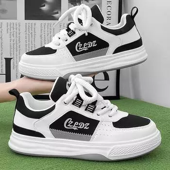 Internet celebrity popular men s shoes spring youth platform sports board shoes boys trendy brand versatile low-top casual white shoes 39