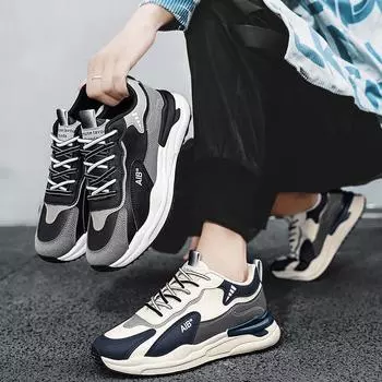 Internet celebrity popular men s shoes spring and autumn flat bottom new versatile sports leisure running height increase youth leather dad shoes 39