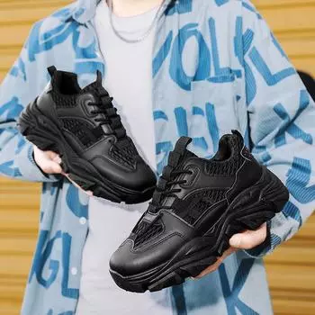 Internet celebrity popular men s shoes spring and summer 2025 new versatile sports leisure running height increase youth mesh dad shoes 39