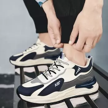 Internet celebrity popular men s shoes spring and autumn flat bottom new versatile sports leisure running height increase youth leather dad shoes 39