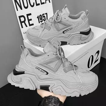 Internet celebrity popular men s shoes summer youth mesh sneakers running boys trendy dad shoes heightening casual shoes 39