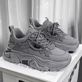 Internet celebrity popular men s shoes winter sports leisure thick soles increase small white versatile senior sense boys dad trendy shoes men 39 серый