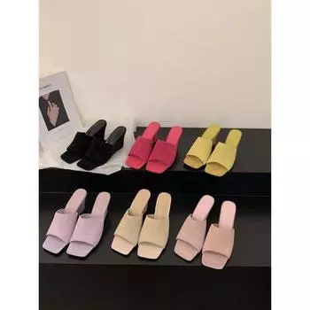 Internet celebrity retro slope heel heightening slippers women s shoes wear 2024 new summer small sandals sandals 35 чёрный