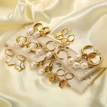 Internet celebrity same ins wind anti-allergic ear buckle personalized fashion earrings 18k gold stainless steel earrings women s fashion