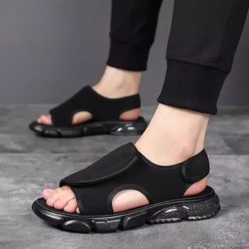 Internet celebrity sandals men s summer wear personalized Roman beach shoes 2025 new cloth driving sandals 902-W 38 чёрный