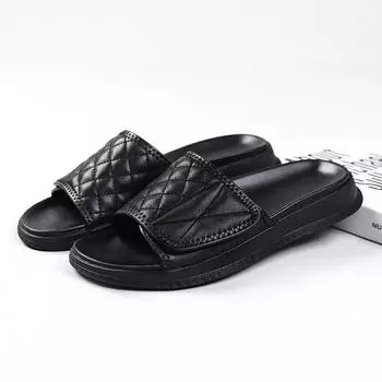 Internet celebrity slippers men super hot summer wear trendy brand youth beach shoes trend versatile outdoor sandals 4772-W 38 чёрный