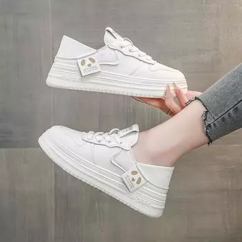 Internet celebrity thick sole heightening white shoes women s new spring and autumn two wear women s shoes casual fashion flat baseplate shoes 35
