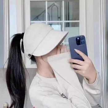 Internet celebrity upgraded version sunscreen sunshade empty top cap women s summer face small breathable seersucker ponytail hat M56-58cm чёрный