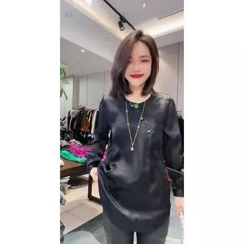 Internet Hot New Long-Sleeved Chinese Knot Button Casual Top Shirt Black L (45.00 kg-52.50 kg