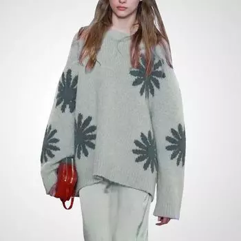 Internet Hot Women s Clothing Loose Slim Looking Thick Warm Sweater Green- M