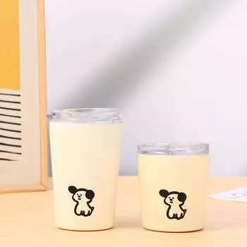 Интернет-кофейная чашка для щенка знаменитости из нержавеющей стали, портативная домашняя милая кружка, студенческая дорогая чашка для девушки. 240ml слоновая кость