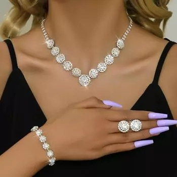 Интернет-магазин популярных ювелирных изделий, роскошные женские украшения для свадебной вечеринки, круглое ожерелье, серьги-гвоздики из трех предметов