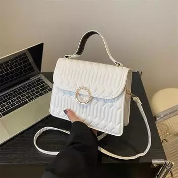 Интернет-сумка знаменитости женская летняя 2024 новая корейская версия модная сумка через плечо ромбовидная маленькая сумка простая фактура женская сумка-мессенджер белый