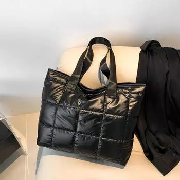 Интернет знаменитость большая вместительная сумка женская сумка новая 2024 повседневная сумка через плечо вышитая нить сумка-тоут простая ins серебряный