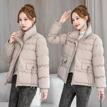 Интернет знаменитость короткая утолщенная хлопковая одежда женская зимняя новая стойка воротник хлеб одежда куртка M чёрный