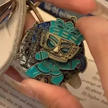 Интернет-знаменитость, меняющая лицо, взрывной брелок, периферийные культурные и творческие сувениры, золотая маска, брелок, подвеска, украшение небесно-голубой