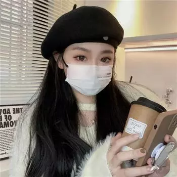 Интернет знаменитость модный маленький круглый стандартный темперамент шерстяной берет женский лицо маленький осень и зима высокое качество элегантный теплый художник шляпа M56-58cm