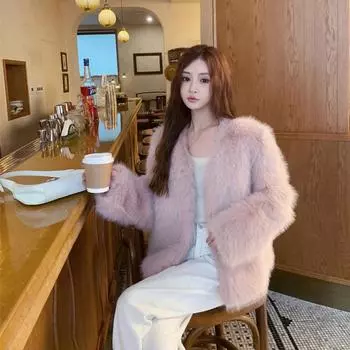 Интернет знаменитость новая искусственная шуба из лисьего меха женская осенне-зимняя молодая шуба маленькая короткая шуба S чёрный