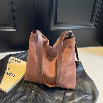 Интернет-знаменитость популярная большая вместительная осенне-зимняя универсальная сумка женская 2024 новая модная матовая сумка-тоут сумка через плечо чёрный