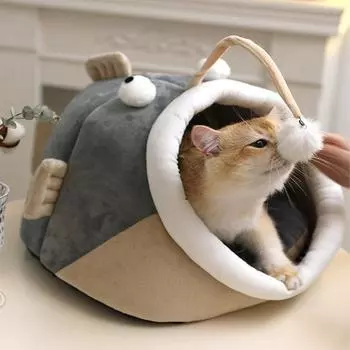 Интернет-знаменитость с дразнящей кошачьей палкой, кошачье гнездо, зимнее кошачье гнездо, осень и зима, полузакрытое, оленьее, маленькое собачье гнездо, целое S