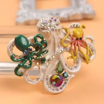 Интернет Знаменитость Сплав Бриллиант Смешная Осьминог Брошь Девушка Милая Булавка Популярные Аксессуары Для Корсажа