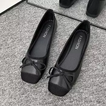 Интернет-знаменитость сращивание бант одна педаль повседневная обувь 2025 весна новые женские туфли корейская версия ленивые туфли удобные одинарные туфли 35 белый