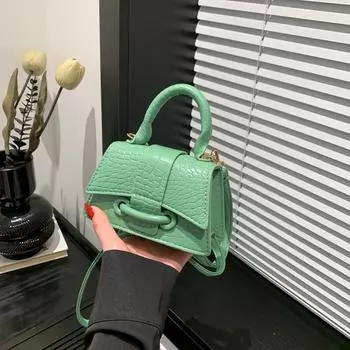 Интернет знаменитость сумка 2024 новая мода свет роскошь камень узор маленькая квадратная сумка текстура ниша сумка через плечо косой промежуток сумка прилив чёрный