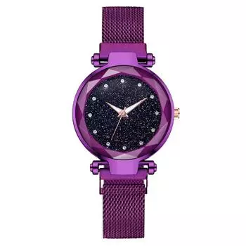 Интернет знаменитость та же ленивая звездная поверхность неба часы женщины Милан с кварцевым магнитом красный