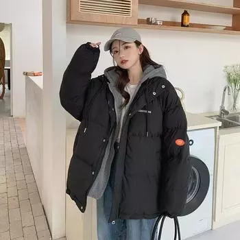 Интернет знаменитость взрыв хлопчатобумажная куртка пуховик хлопок короткая женская хлопчатобумажная одежда зима новый маленький свободный S чёрный