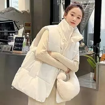 Интернет знаменитость жилет женский осень и зима новый корейский версия ниша ins пуховик хлопковый жилет куртка M белый